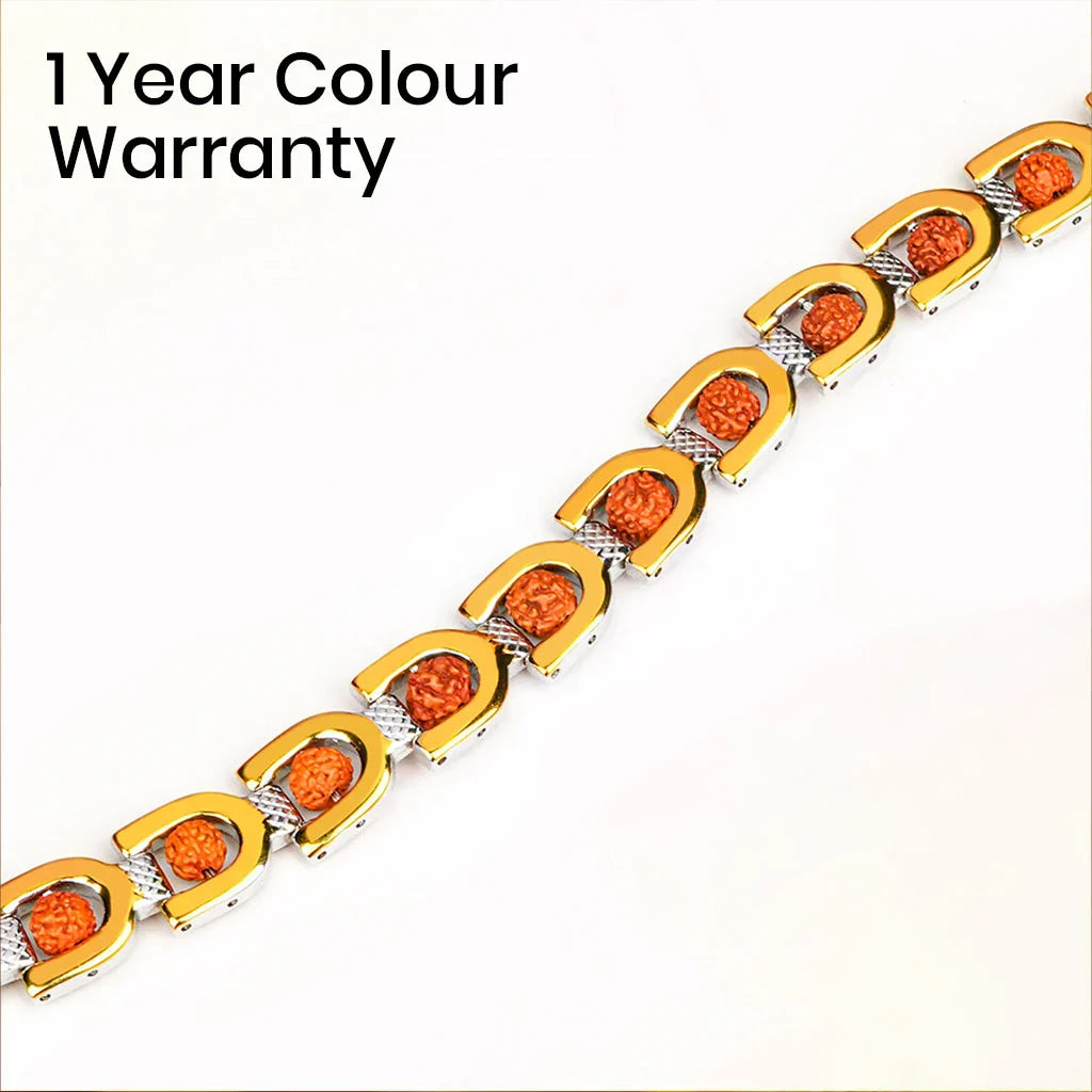 24K Gold Plated Dual Tone 5 Mukhi Rudraksh Bracelet with 1 Year Colour Warranty