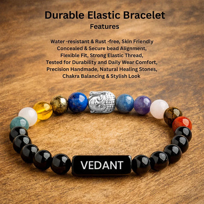 Personalized Guardian Black Onyx 11 Chakra Bracelet | Lab Tested & Certified | Unisex