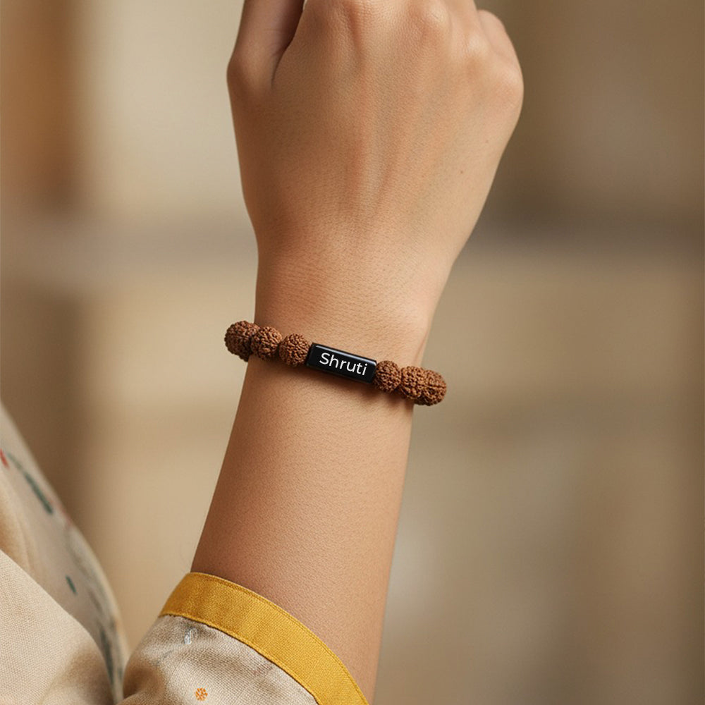 Natural 5 Mukhi Rudraksha Bracelet | Name Engraved | Lab Tested & Certified