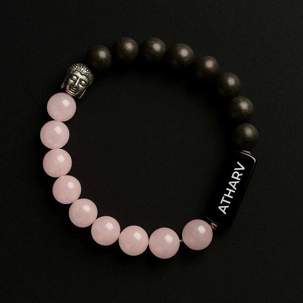 Personalized Natural Rose Pyrite Quartz Bracelet | Lab Tested & Certified | Unisex