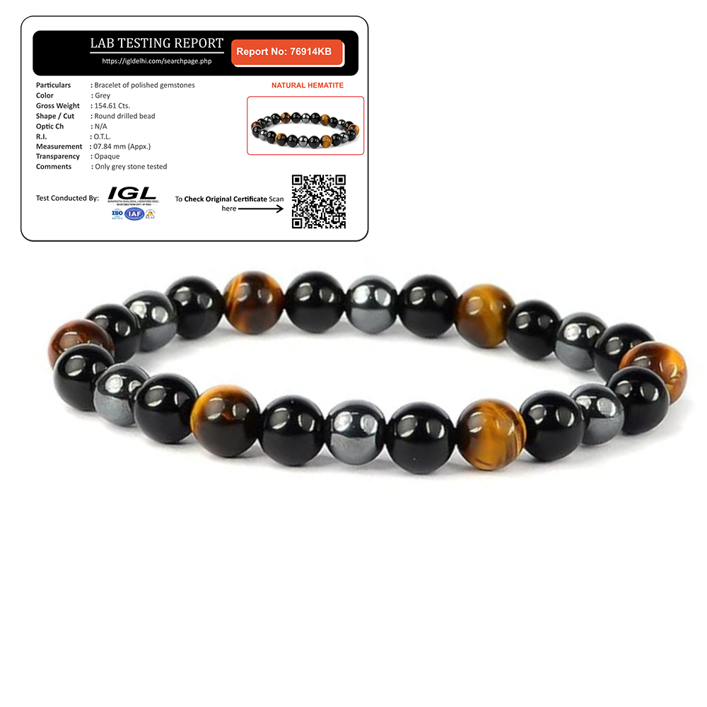 Natural Triple Protection Bracelet | Unisex  | Lab Tested & Certified
