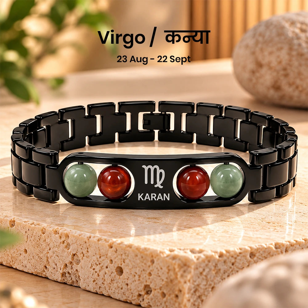 Personalized Virgo Zodiac Stone Name Bracelet | Lab Tested & Certified