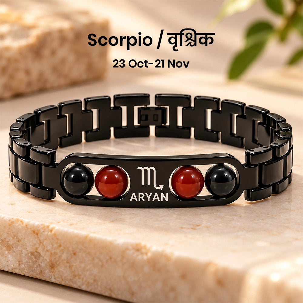 Personalized Scorpio Zodiac Stone Name Bracelet | Lab Tested & Certified