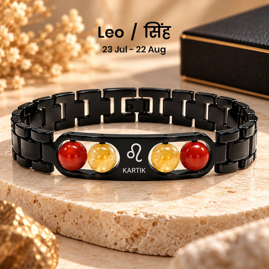 Personalized Leo Zodiac Name Stone Bracelet | Lab Tested & Certified