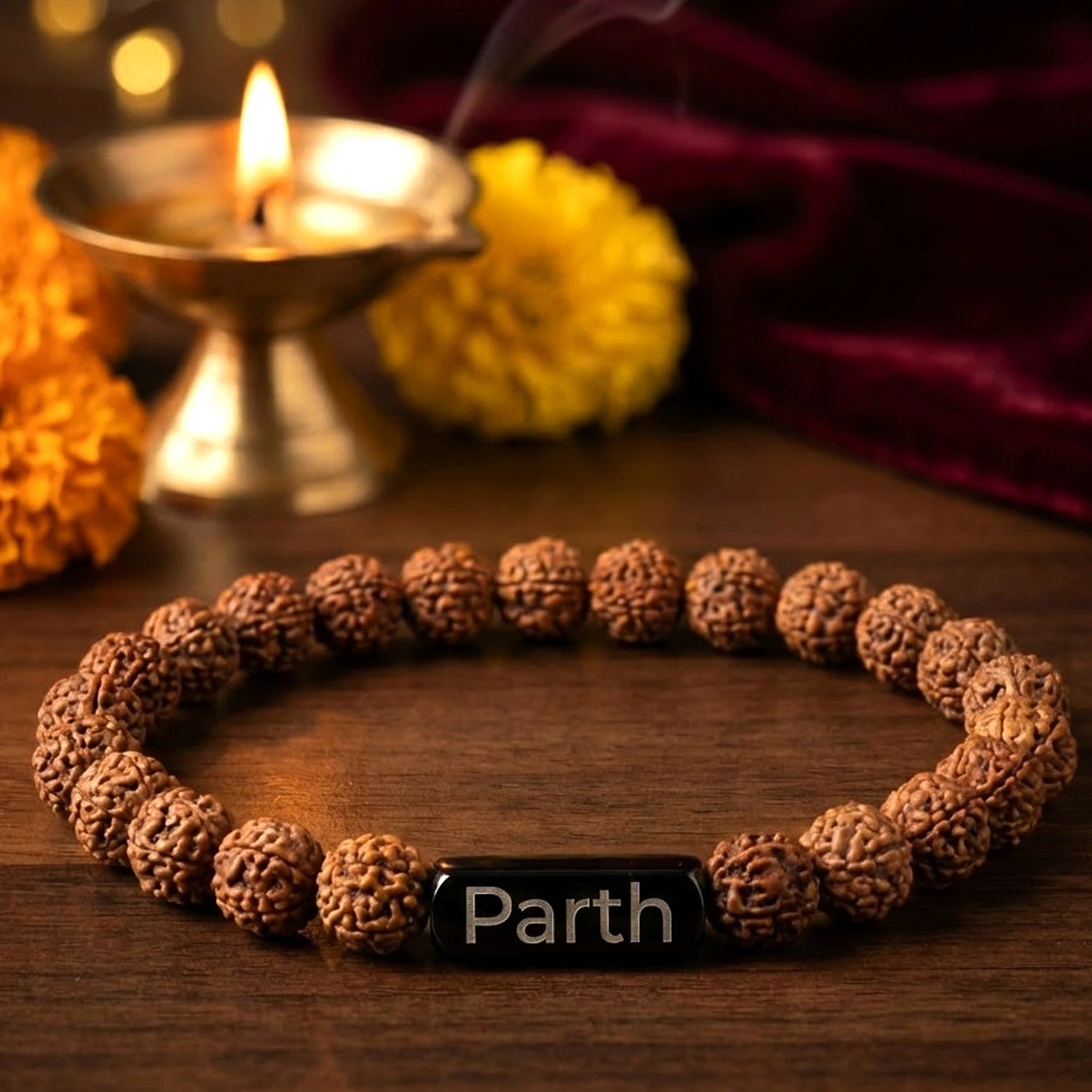 Natural 5 Mukhi Rudraksha Bracelet | Name Engraved | Lab Tested & Certified