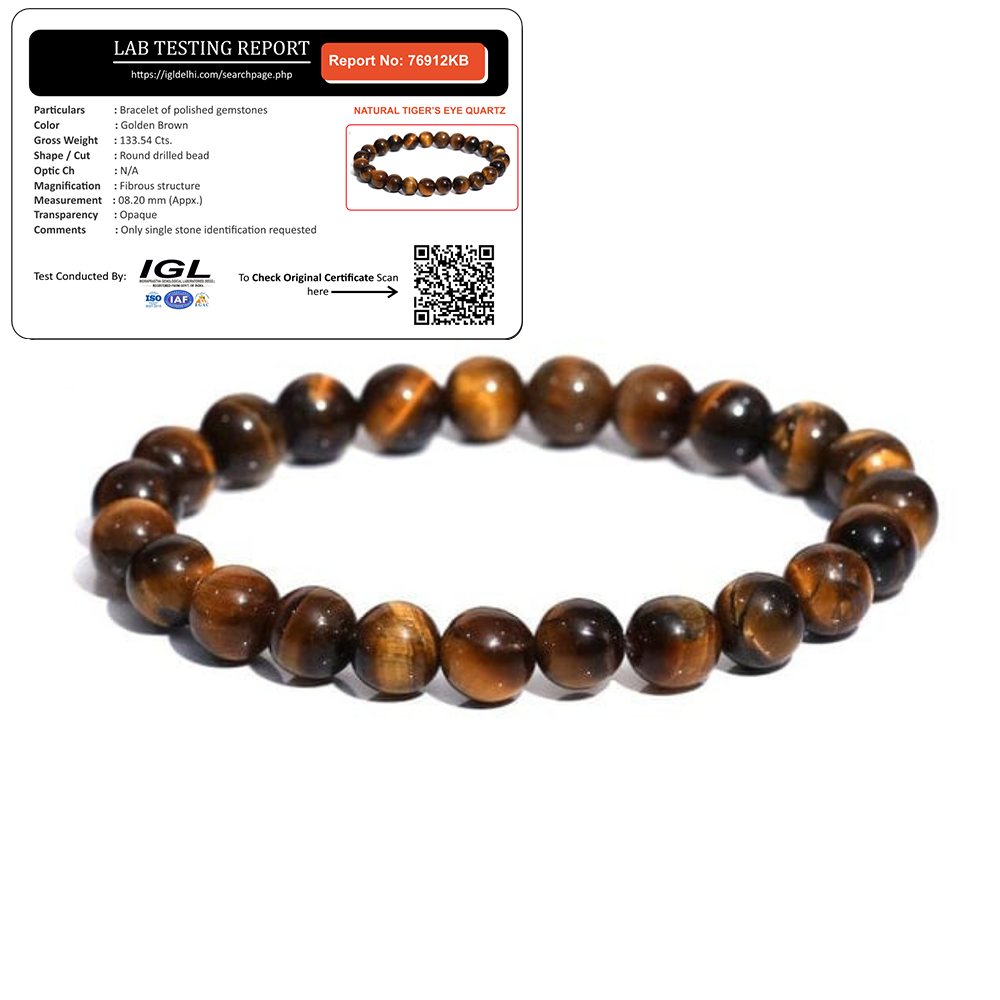 Natural Golden Gaze Tiger Eye Bracelet | Unisex  | Lab Tested & Certified