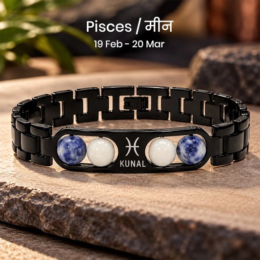 Personalized Pisces Zodiac Stone Name Bracelet | Lab Tested & Certified
