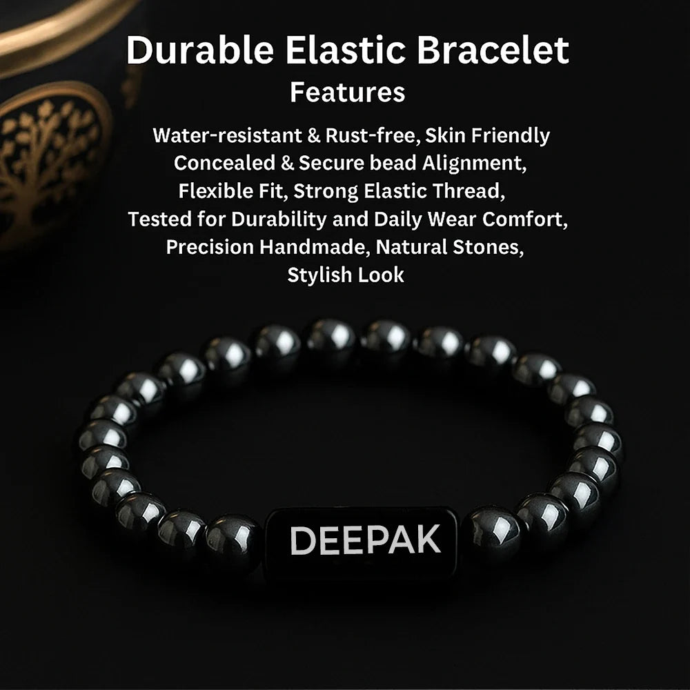 Personalized Silver Hematite Bracelet | Lab Tested & Certified | Unisex