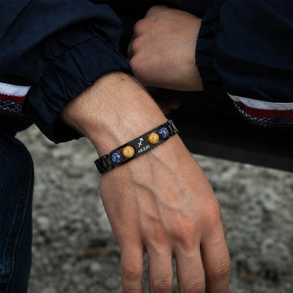 Personalized Sagittarius Zodiac Stone Name Bracelet | Lab Tested & Certified