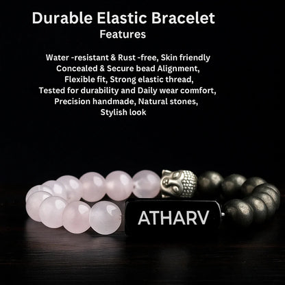 Personalized Natural Rose Pyrite Quartz Bracelet | Lab Tested & Certified | Unisex