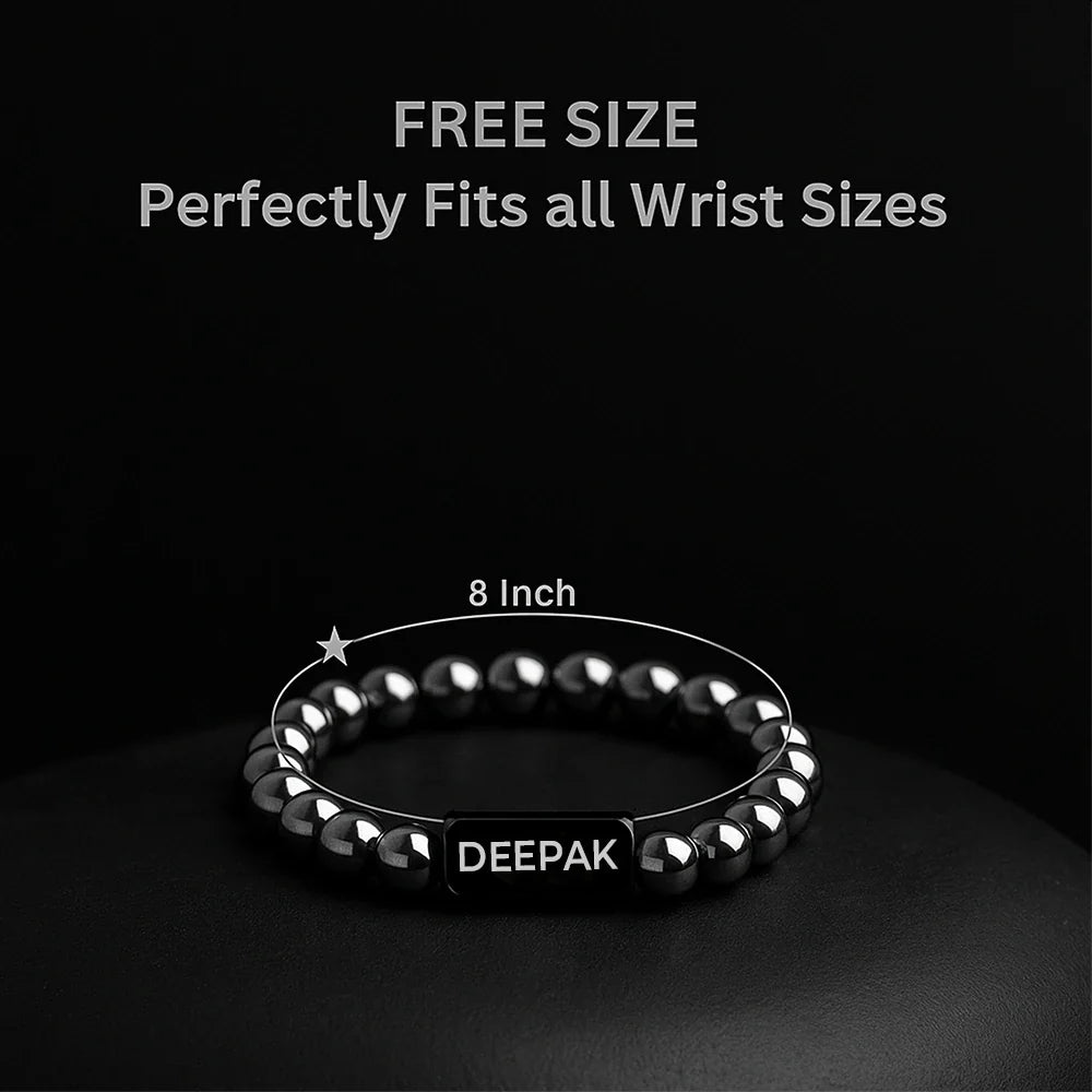 Personalized Silver Hematite Bracelet | Lab Tested & Certified | Unisex
