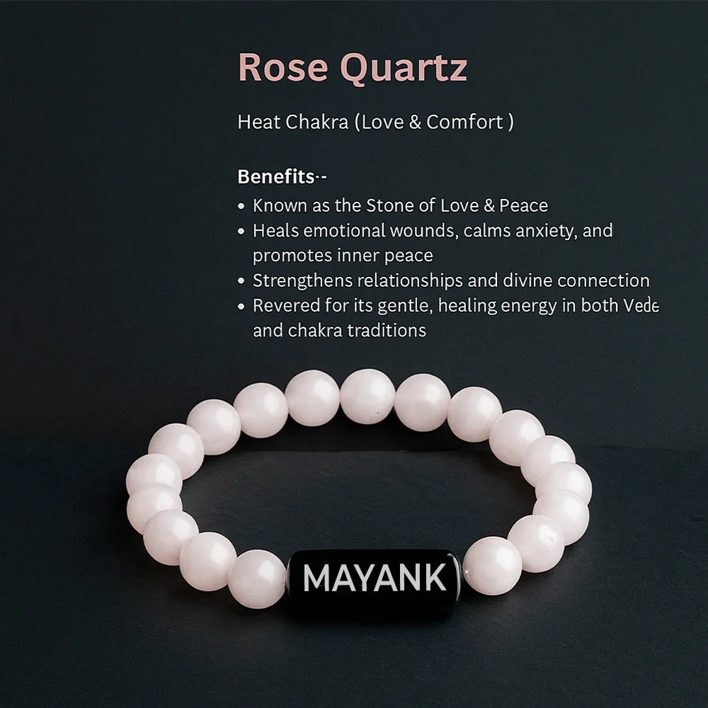 Personalized Rose Quartz Healing Bracelet | Lab Tested & Certified | Unisex