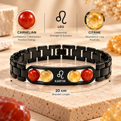 Personalized Leo Zodiac Name Stone Bracelet | Lab Tested & Certified