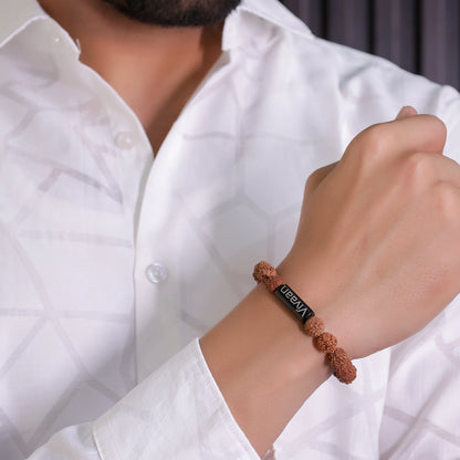 Natural 5 Mukhi Rudraksha Bracelet | Name Engraved | Lab Tested & Certified