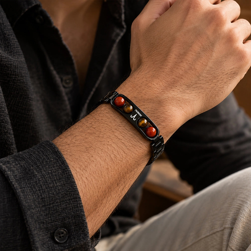 Personalized Aries Zodiac with Stone Bracelet | Lab Tested & Certified Stones