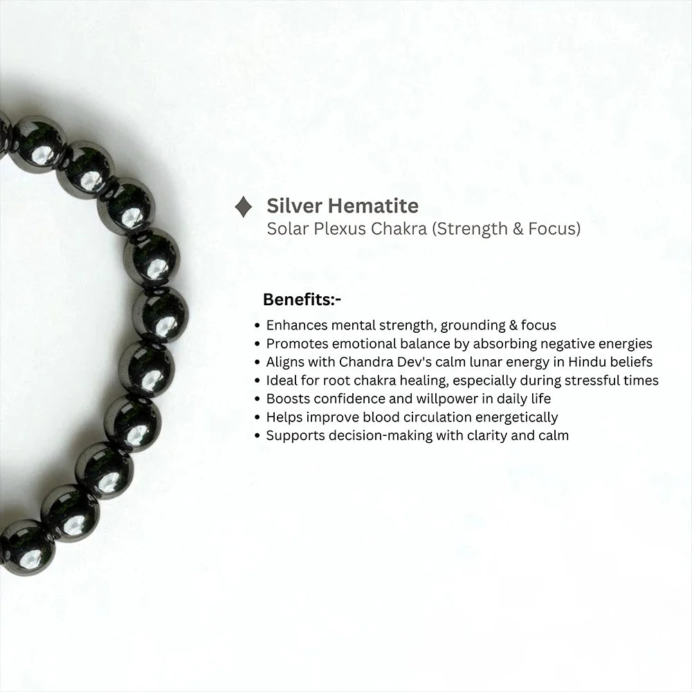 Personalized Silver Hematite Bracelet | Lab Tested & Certified | Unisex