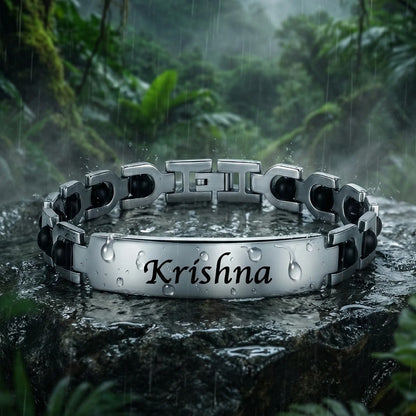 Personalized Bracelet Style Karungali Name Rakhi | Lab Tested & Certified | 1 Year Color Warranty