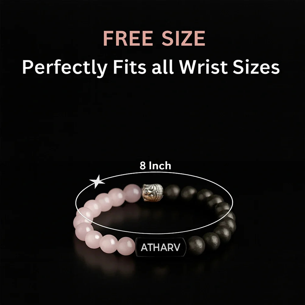 Personalized Natural Rose Pyrite Quartz Bracelet | Lab Tested & Certified | Unisex