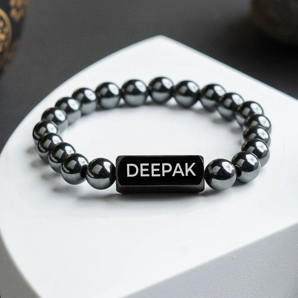 Personalized Silver Hematite Bracelet | Lab Tested & Certified | Unisex