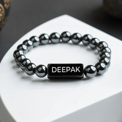 Personalized Silver Hematite Bracelet | Lab Tested & Certified | Unisex