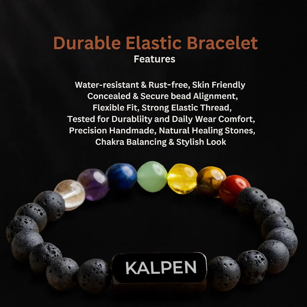 Personalized 7 Chakra Lava Bracelet | Lab Tested & Certified | Unisex