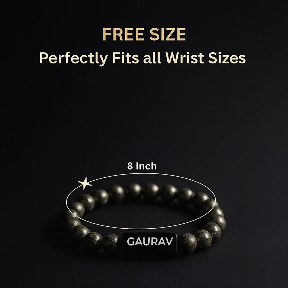 Personalized Raw Pyrite Bracelet | Lab Tested & Certified | Unisex