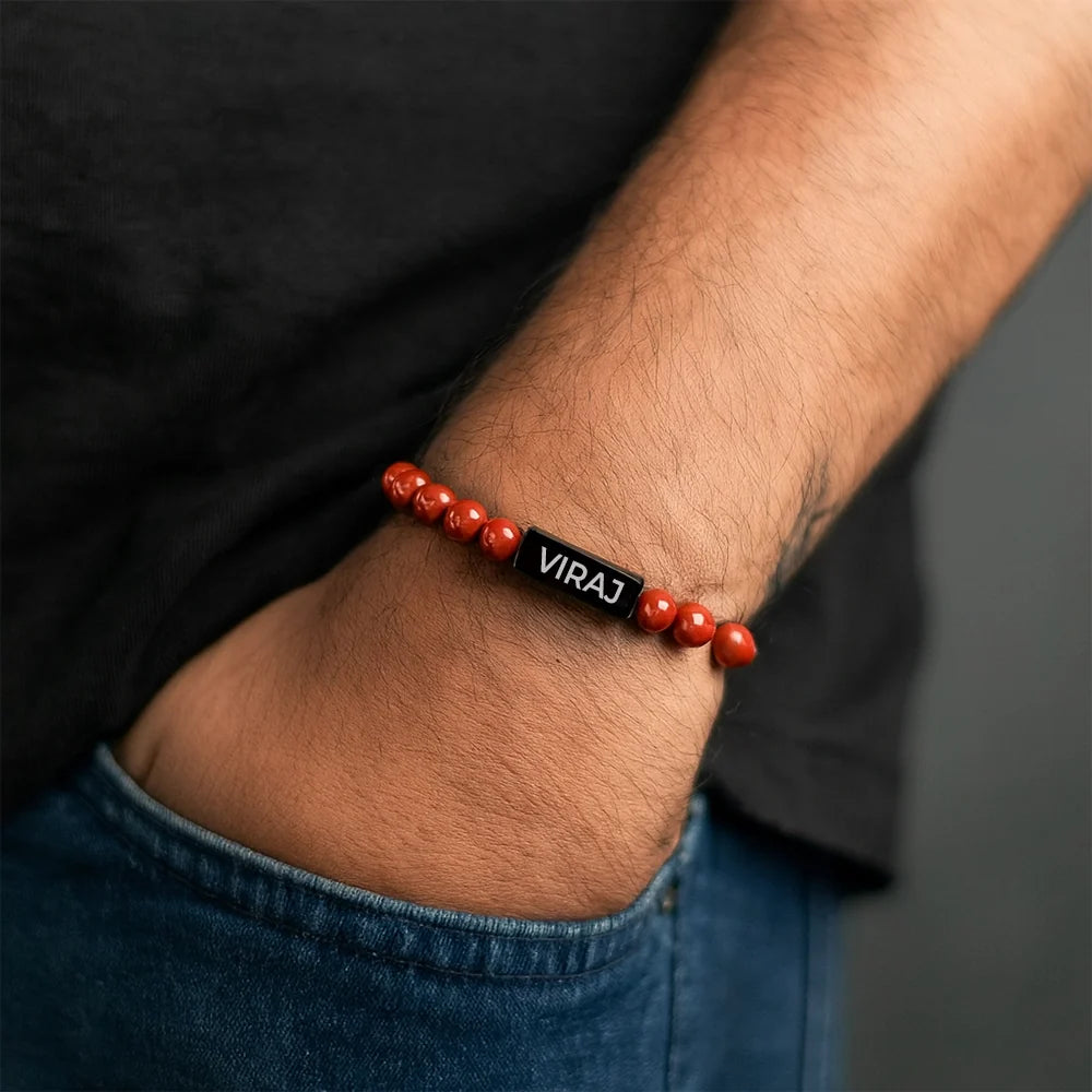 Personalized Red Jasper Stone Bracelet | Lab Certified & Certified | Unisex