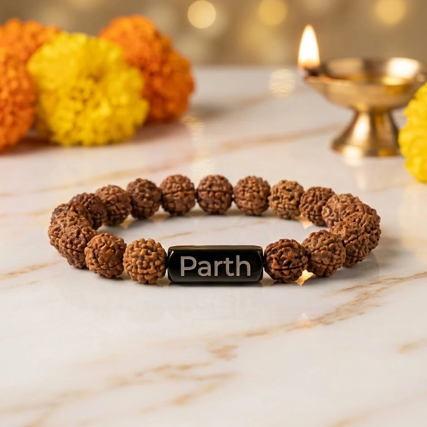 Natural 5 Mukhi Rudraksha Bracelet | Name Engraved | Lab Tested & Certified