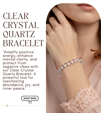 Natural Clear Quartz Stone Bracelet | Unisex  | Lab Tested & Certified