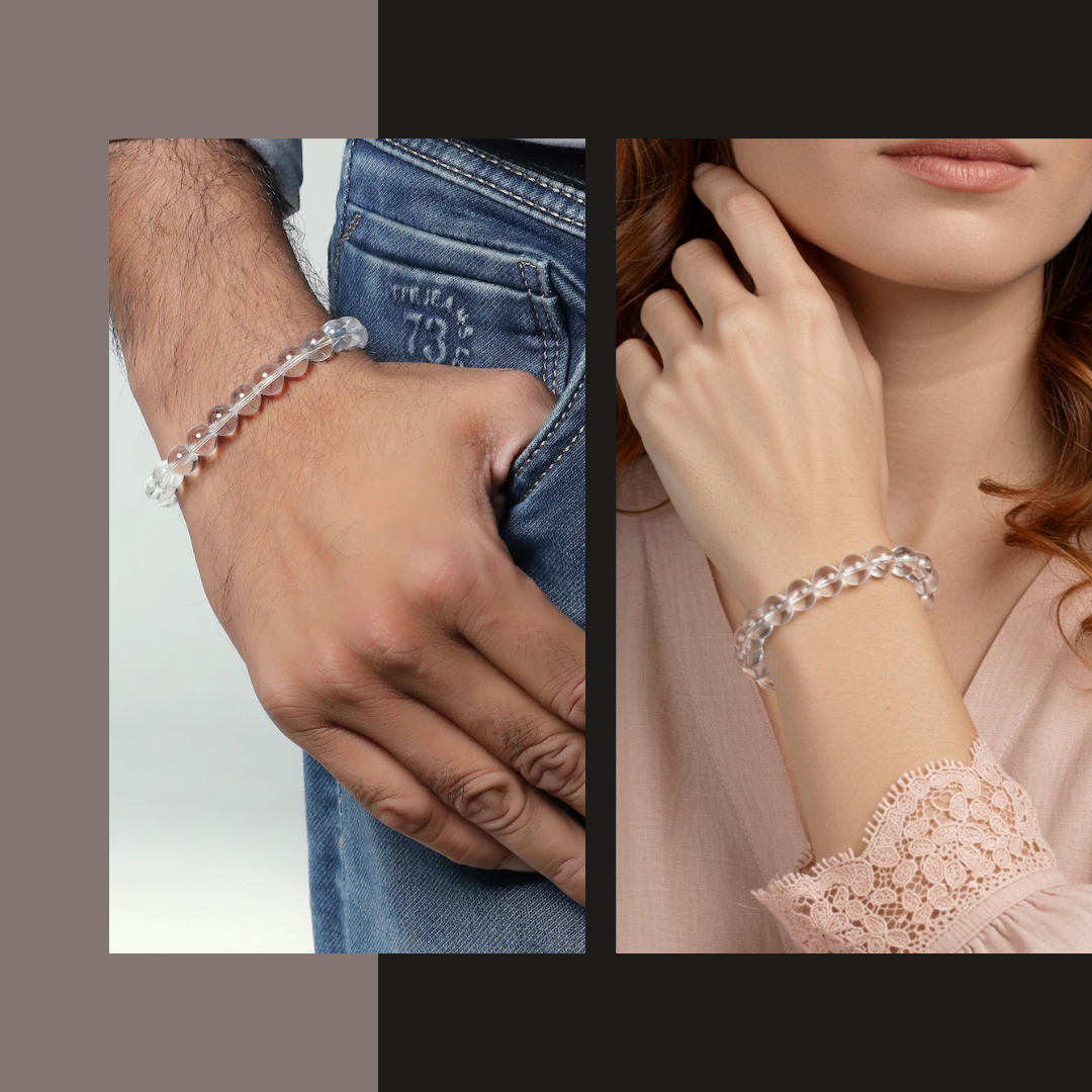 Natural Clear Quartz Stone Bracelet | Unisex  | Lab Tested & Certified