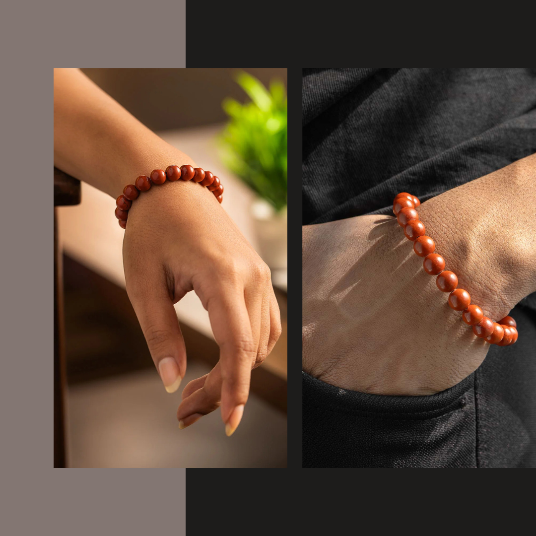 Sacred Lock Red Jasper Stone Bracelet for Unisex
