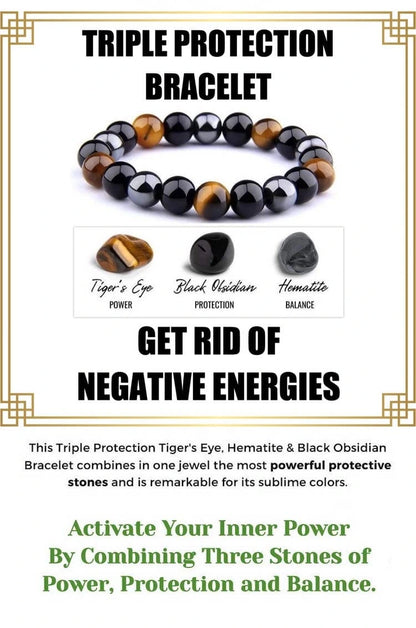 Natural Triple Protection Bracelet | Unisex  | Lab Tested & Certified