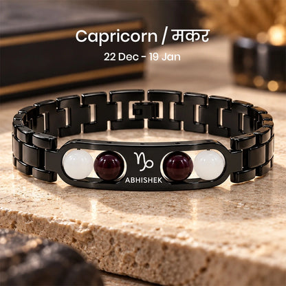 Personalized Capricorn Zodiac Stone Name Bracelet | Lab Tested & Certified