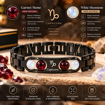Personalized Capricorn Zodiac Stone Name Bracelet | Lab Tested & Certified