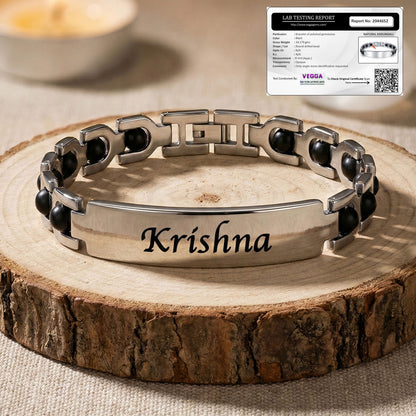 Personalized Bracelet Style Karungali Name Rakhi | Lab Tested & Certified | 1 Year Color Warranty
