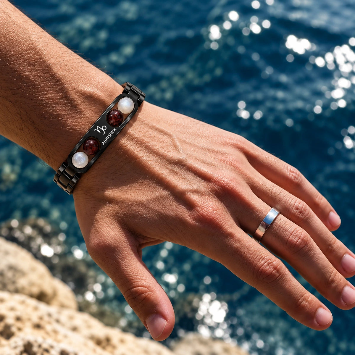 Personalized Capricorn Zodiac Stone Name Bracelet | Lab Tested & Certified