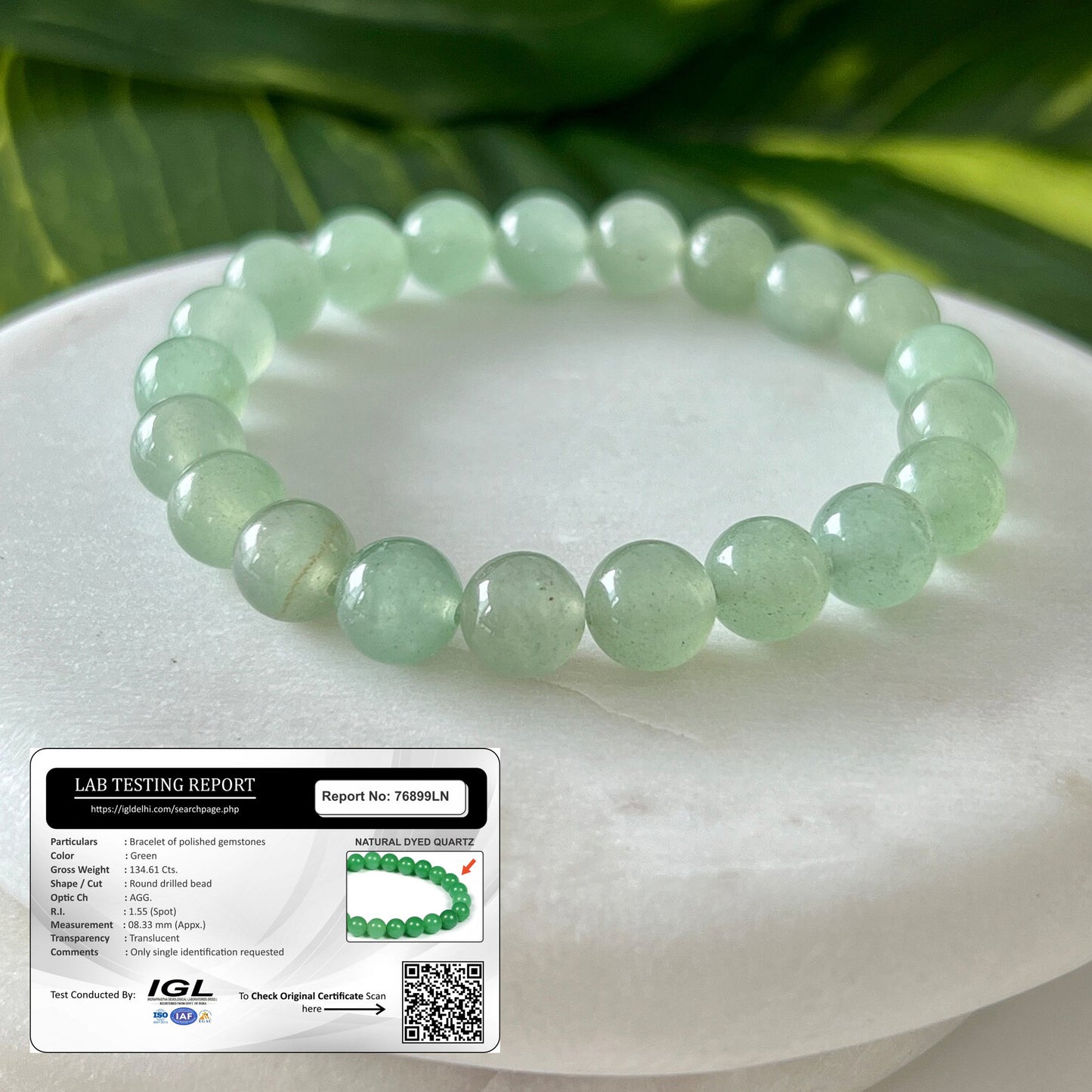 Natural Green Aventurine Stone Bracelet | Unisex  | Lab Tested & Certified