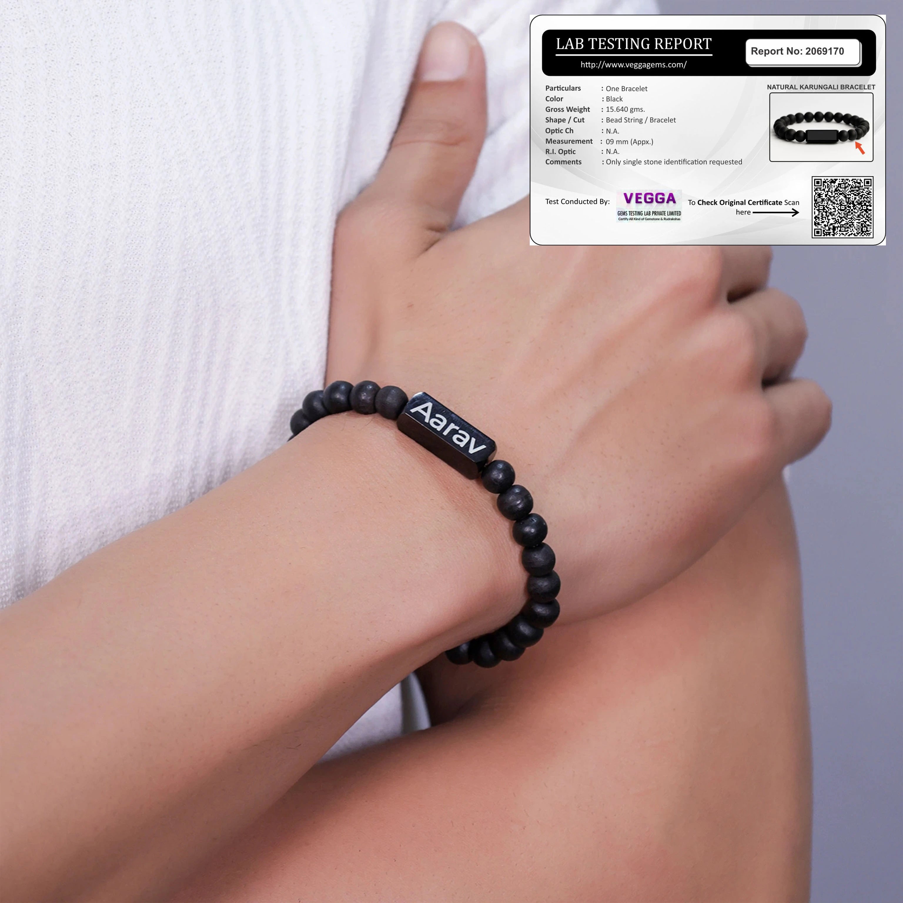 Natural Karungali Bracelet | Name Engraved | Lab Tested & Certified