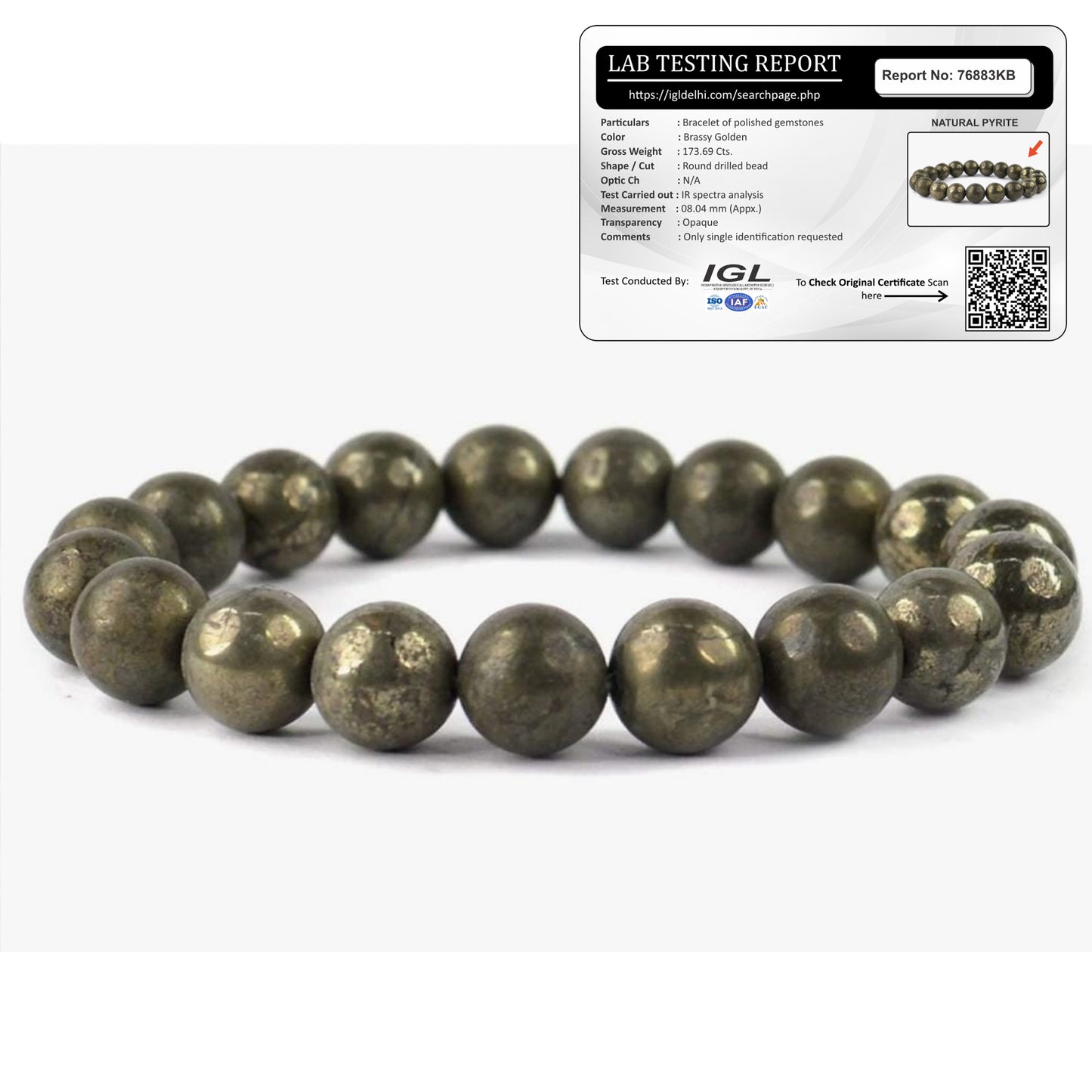 Natural Raw Pyrite Bracelet | Unisex  | Lab Tested & Certified