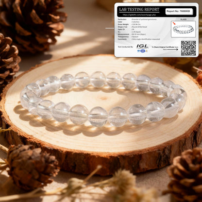 Natural Clear Quartz Stone Bracelet | Unisex  | Lab Tested & Certified