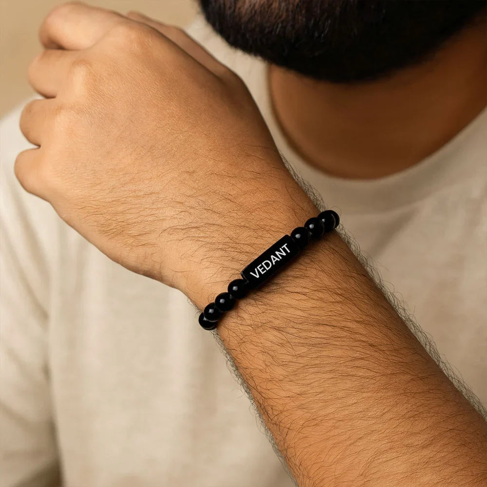 Personalized Guardian Black Onyx 11 Chakra Bracelet | Lab Tested & Certified | Unisex