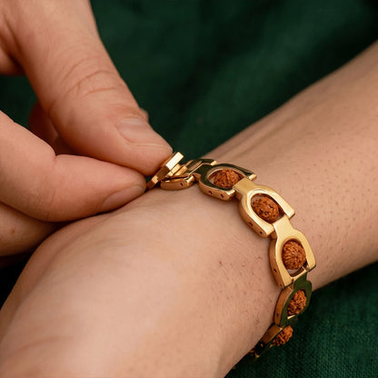 Personalized 24K Gold Plated Rudraksha Name Bracelet