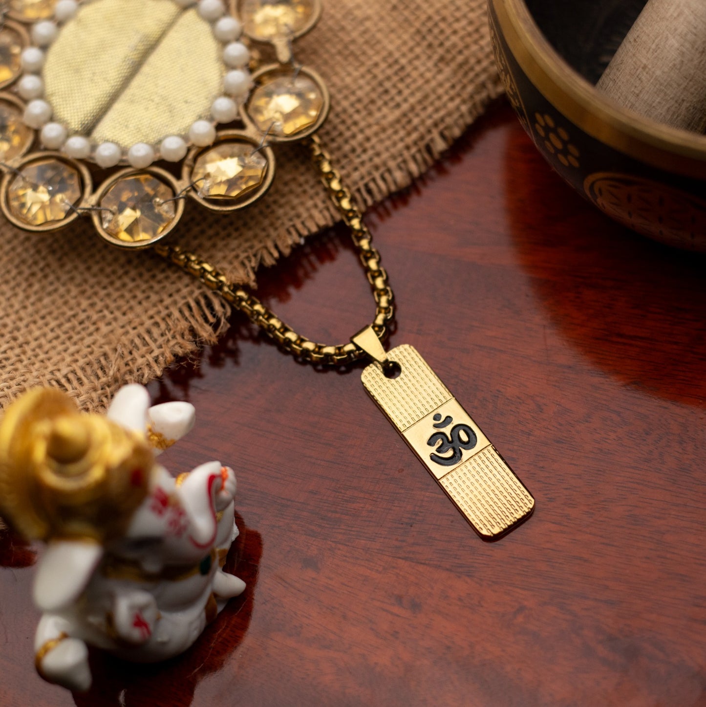 Sacred Lock Om Horizon Grid Pendant