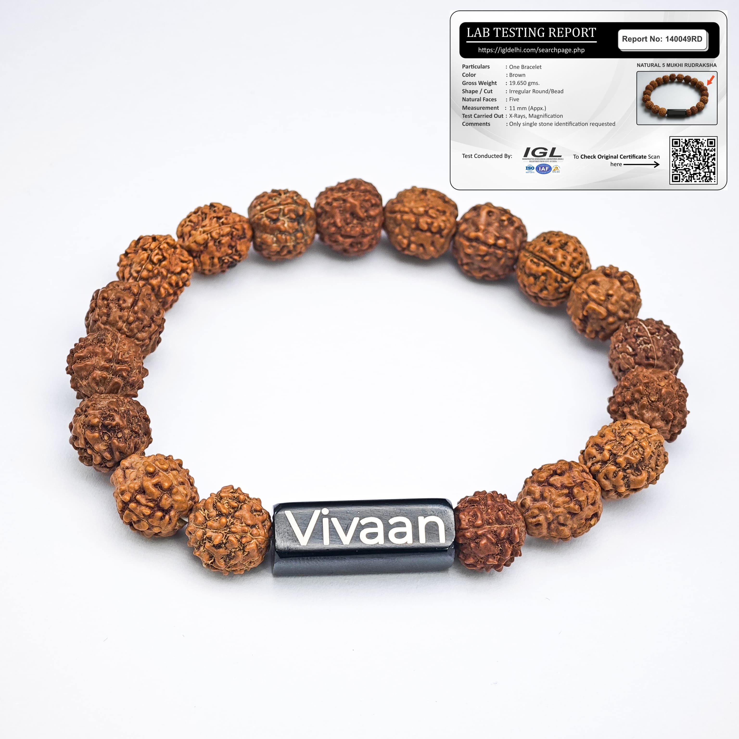 Sacred Lock Natural 5 Mukhi Rudraksha Bracelet for Unisex | With Lab Tested Certificate Card